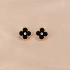 VCA CLOVER MEDIUM 1 MOTIFS ONYX DIAMOND EARRINGS