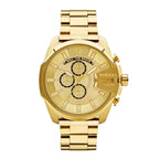 Diesel DZ4360 Mega Chief Chronograph Men's Watch – Gold Dial & Gold Stainless Steel Strap