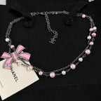Chanel Double Layer Bowknot Chain Necklace