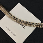 Chanel Black Leather Gold Choker Necklaces