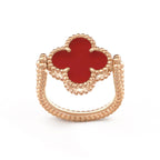 VCA CLOVER RIVERSIBLE PINK GOLD RING