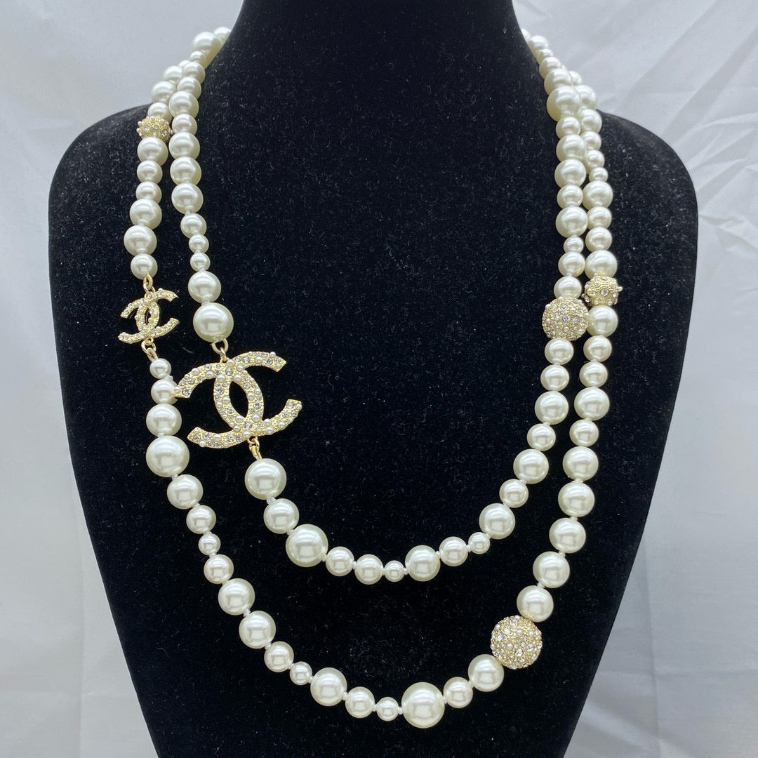 Chanel Pearl Sweater Chain Necklaces