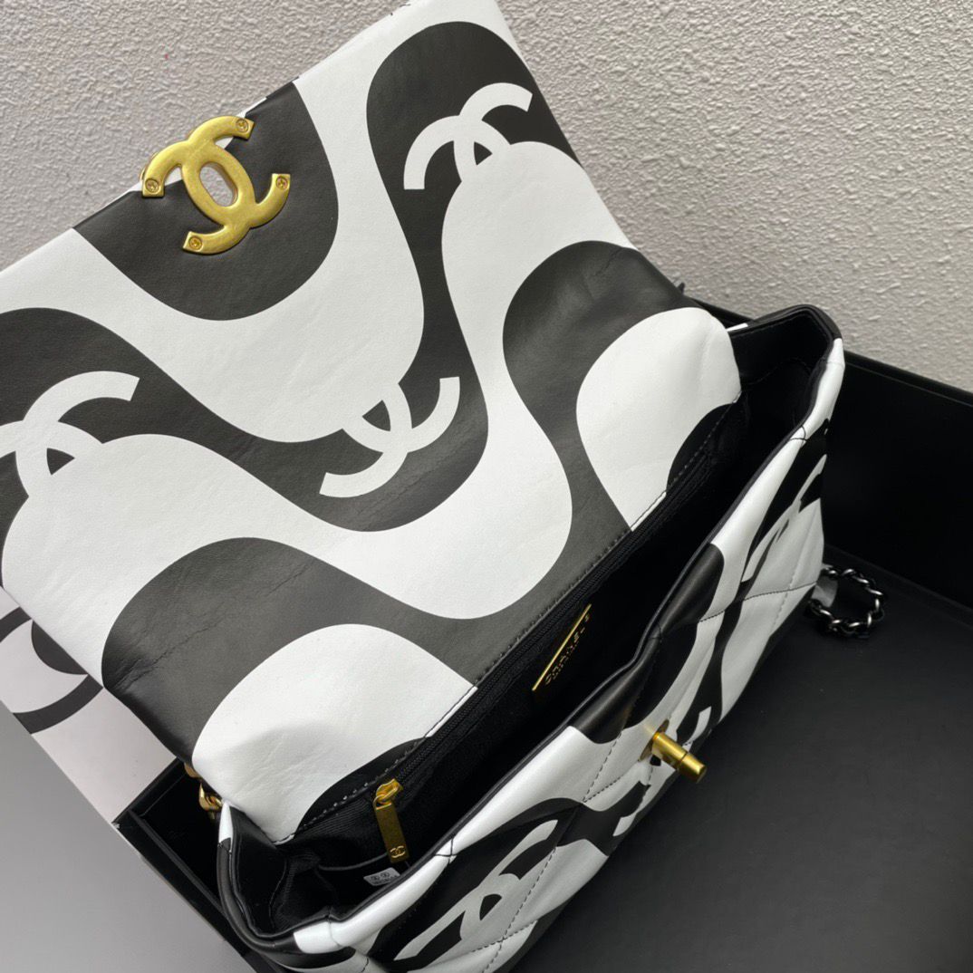 chanel-19-flap-bag-medium-black-ecru Shoulder