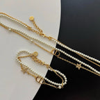 Dior Pearl Double Chain Necklace Bracelet