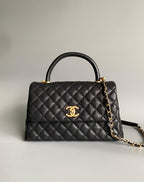 chanel-medium-flap-bag-black-with-coco-handle Shoulder