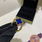 VCA CLOVER RIVERSIBLE BLUE AGATE RING