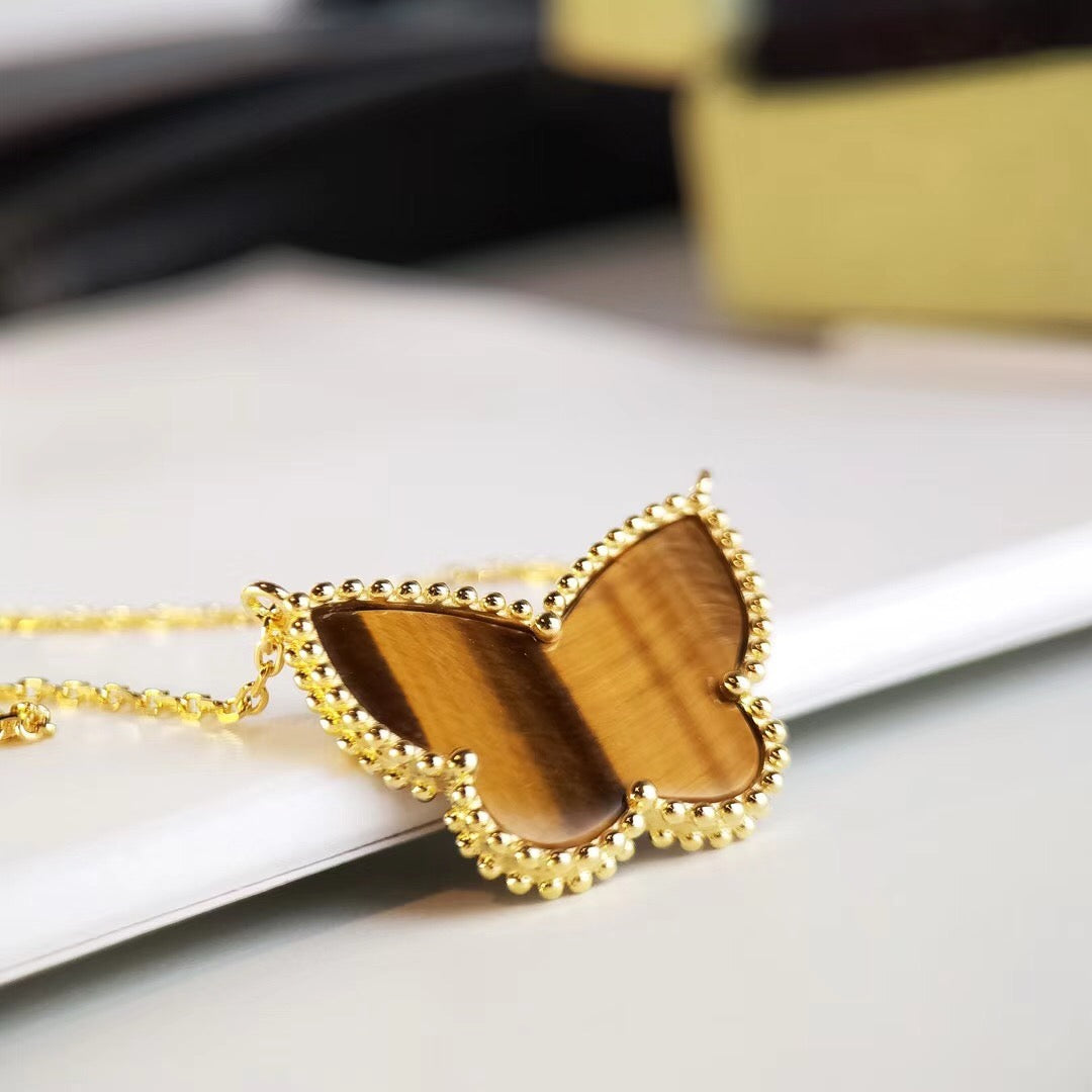 VCA TIGER__ EYE BUTTERFLY NECKLACE