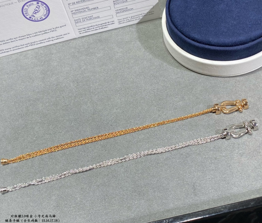 FRED FORCE SMALL HORSESHOE DIAMOND CHAIN ROPE BRACELET