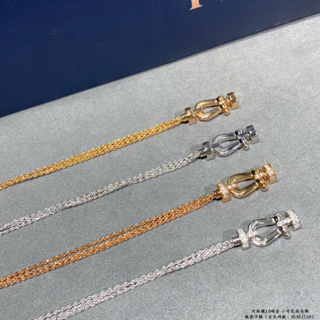 FRED FORCE SMALL HORSESHOE DIAMOND CHAIN ROPE BRACELET