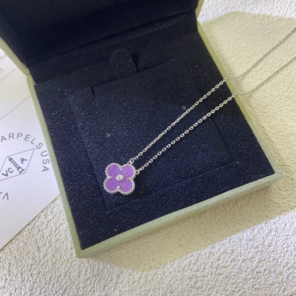 VCA CLOVER 15MM DIAMOND PURPLE VIOLET NECKLACE