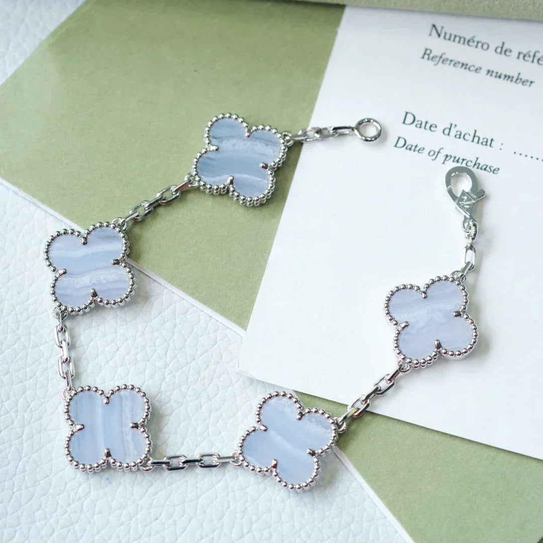 VCA CLOVER 5 MOTIF PURPLE CHALCEDONY BRACELET COLLECTION