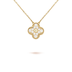 VCA CLOVER 15MM DIAMOND SINGLE FLOWER NECKLACE