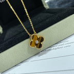 VCA CLOVER 15MM DIAMOND AND YELLOW TIGER'S EYE AGATE necklace