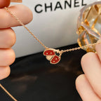 VCA LUCKY CARNELIANS LADYBUG NECKLACE