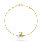VCA FRIVOLE GOLD FLOWER PINK MALACHITE BRACELET