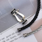 FRED FORCE LARGE HORSESHOE BLACK DIAMOND BRACELET SILVER