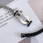FRED FORCE LARGE HORSESHOE BLACK DIAMOND BRACELET SILVER
