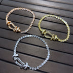 FRED FORCE LARGE HORSESHOE FULL DIAMOND TENNIS BRACELET