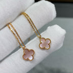 VCA CLOVER 9.5MM PINK MOTHER OF PEARL SINGLE FLOWER NECKLACE