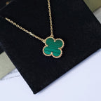 VCA CLOVER 15MM MALACHITE SINGLE FLOWER NECKLACE