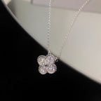 VCA CLOVER 15MM DIAMOND SINGLE FLOWER NECKLACE