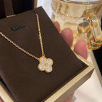 VCA CLOVER 15MM DIAMOND SINGLE FLOWER NECKLACE