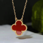 VCA CLOVER 15MM CARNELIAN SINGLE FLOWER NECKLACE