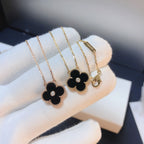 VCA CLOVER 15MM DIAMOND ONYX NECKLACE