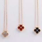 VCA CLOVER 15MM DIAMOND CARNELIAN NECKLACE