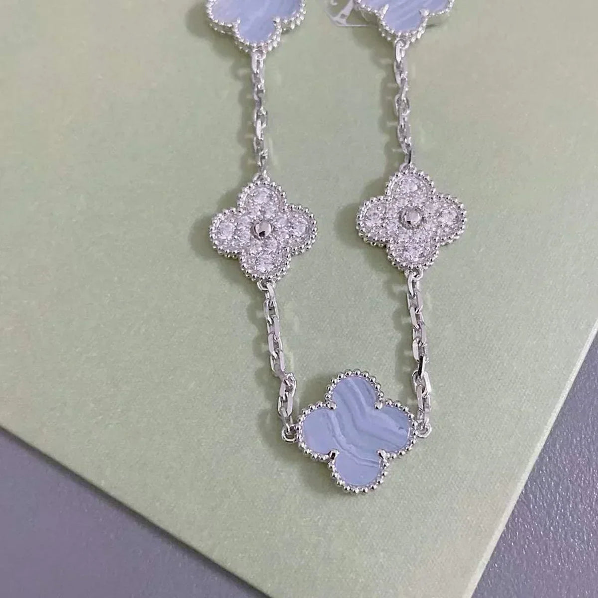 VCA CLOVER 5 MOTIF PURPLE CHALCEDONY BRACELET COLLECTION