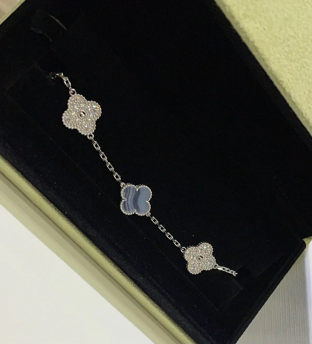 VCA CLOVER 5 MOTIF PURPLE CHALCEDONY BRACELET COLLECTION