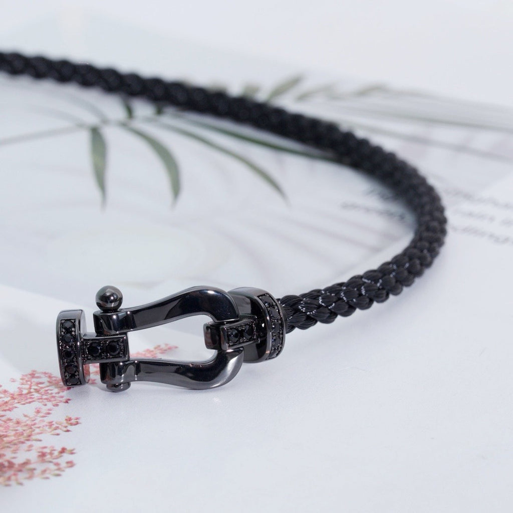 FRED FORCE LARGE SERIES HORSESHOE BLACK SAMURAI BRACELET