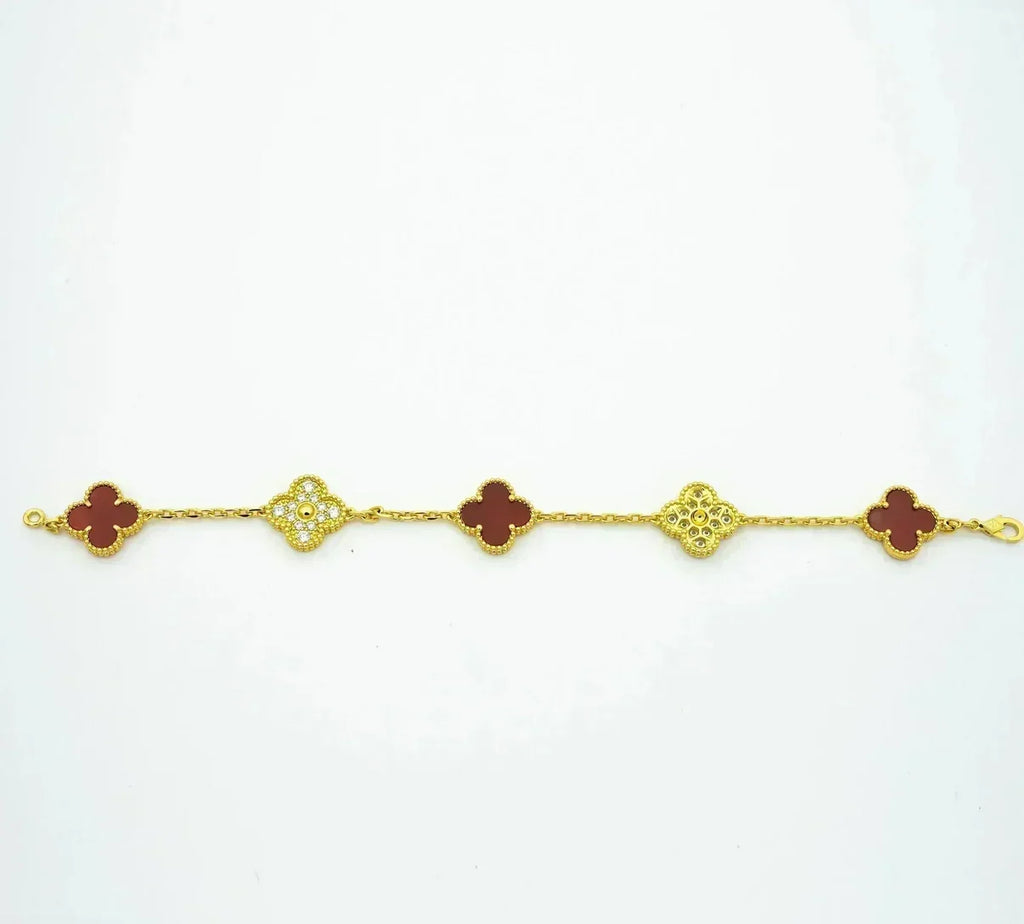 VCA CLOVER 5 MOTIF RED CORNELIAN BRACELET COLLECTION