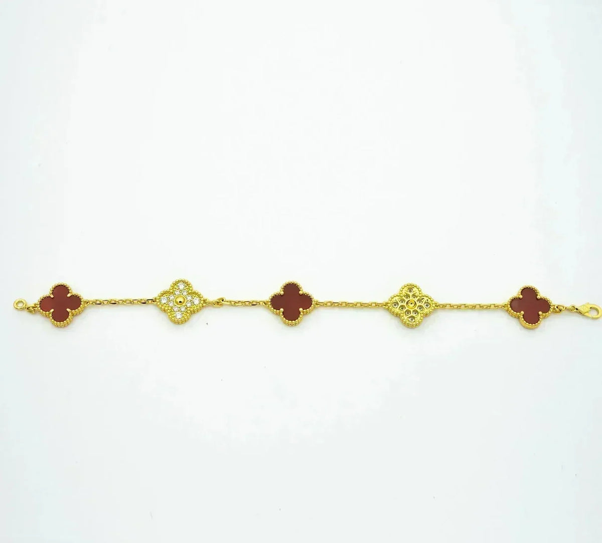 VCA CLOVER 5 MOTIF RED CORNELIAN BRACELET COLLECTION