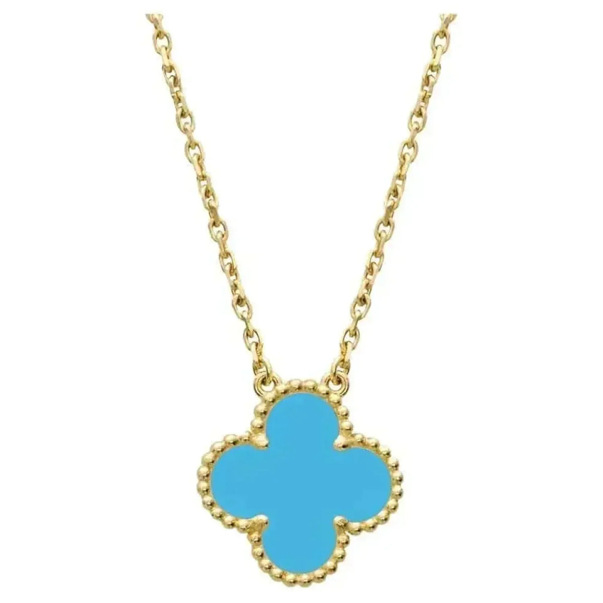VCA CLOVER 15MM VINTAGE TURQUOISE NECKLACE