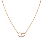 CARTIER LOVE NECKLACE DOUBLE RING PINK GOLD
