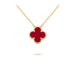 VCA CLOVER 15MM CARNELIAN SINGLE FLOWER NECKLACE