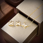 CHAUMET JEUX DE WHITE MOP GOLD DIAMOND EARRINGS