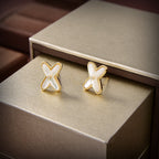 CHAUMET JEUX DE WHITE MOP GOLD DIAMOND EARRINGS