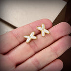 CHAUMET JEUX DE WHITE MOP GOLD DIAMOND EARRINGS