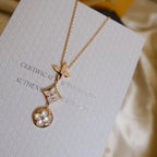 LOUIS VUITTON COLOR BLOSSOM LARIAT NECKLACE PINK GOLD WHITE MOTHER PEARL AND DIAMOND