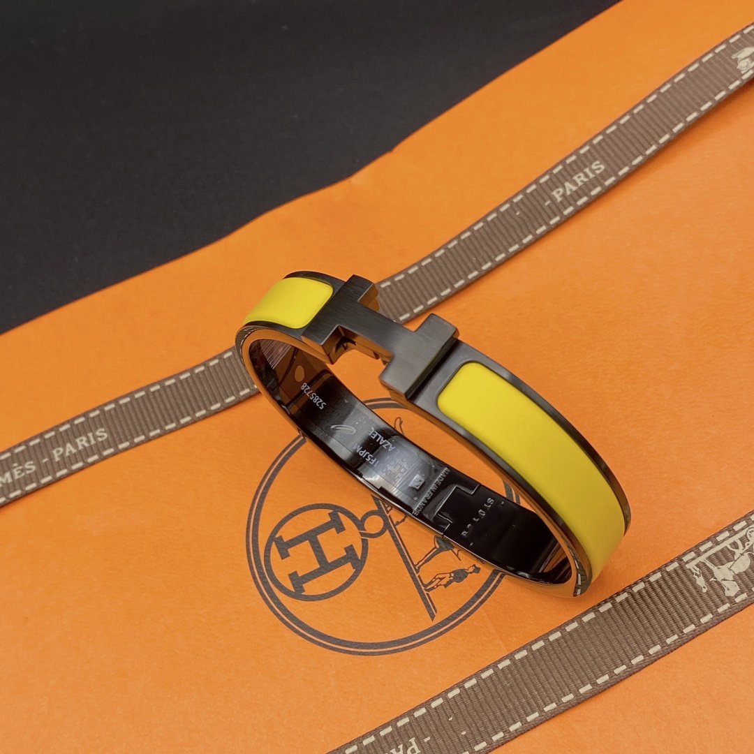 HERMES CLIC HM SO BLACK YELLOW BRACELET