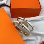 HERMES CLASSIC HM CLIC WHITE 8MM ENAMEL BRACELET