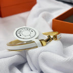 HERMES CLASSIC HM CLIC WHITE 8MM ENAMEL BRACELET