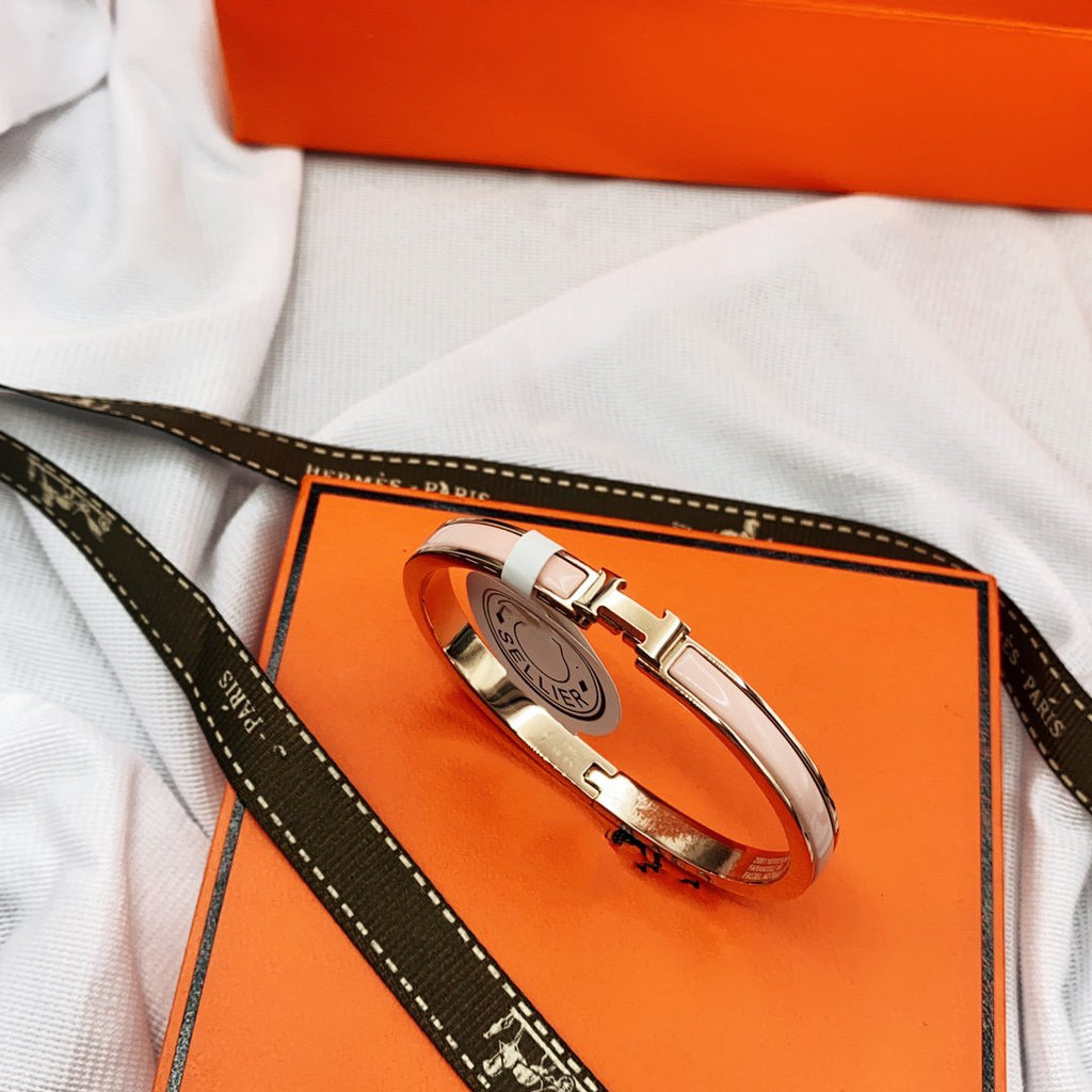 HERMES CLASSIC HM CLIC PINK 8MM ENAMEL BRACELET