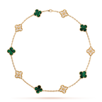 VCA CLOVER 10 MOTIFS MALACHITE DIAMOND NECKLACE