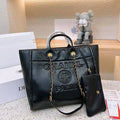 chanel-deauville-em-couro-preta-italiana-bag Tote
