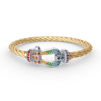 FRED FORC LARGE HORSESHOE COLORED DIAMOND BRACELET SILVER