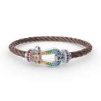 FRED FORC LARGE HORSESHOE COLORED DIAMOND BRACELET SILVER