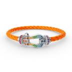 FRED FORC LARGE HORSESHOE COLORED DIAMOND BRACELET SILVER